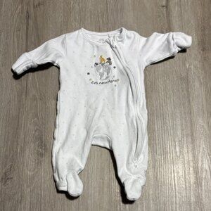Next White Baby Footie with Unicorn Embroidery